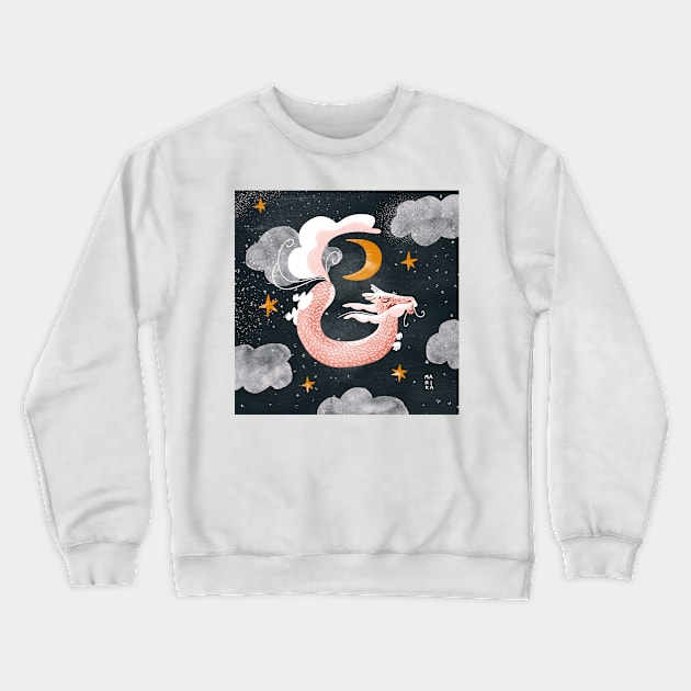 Pink Scale Dragon Crewneck Sweatshirt by marikadoodles